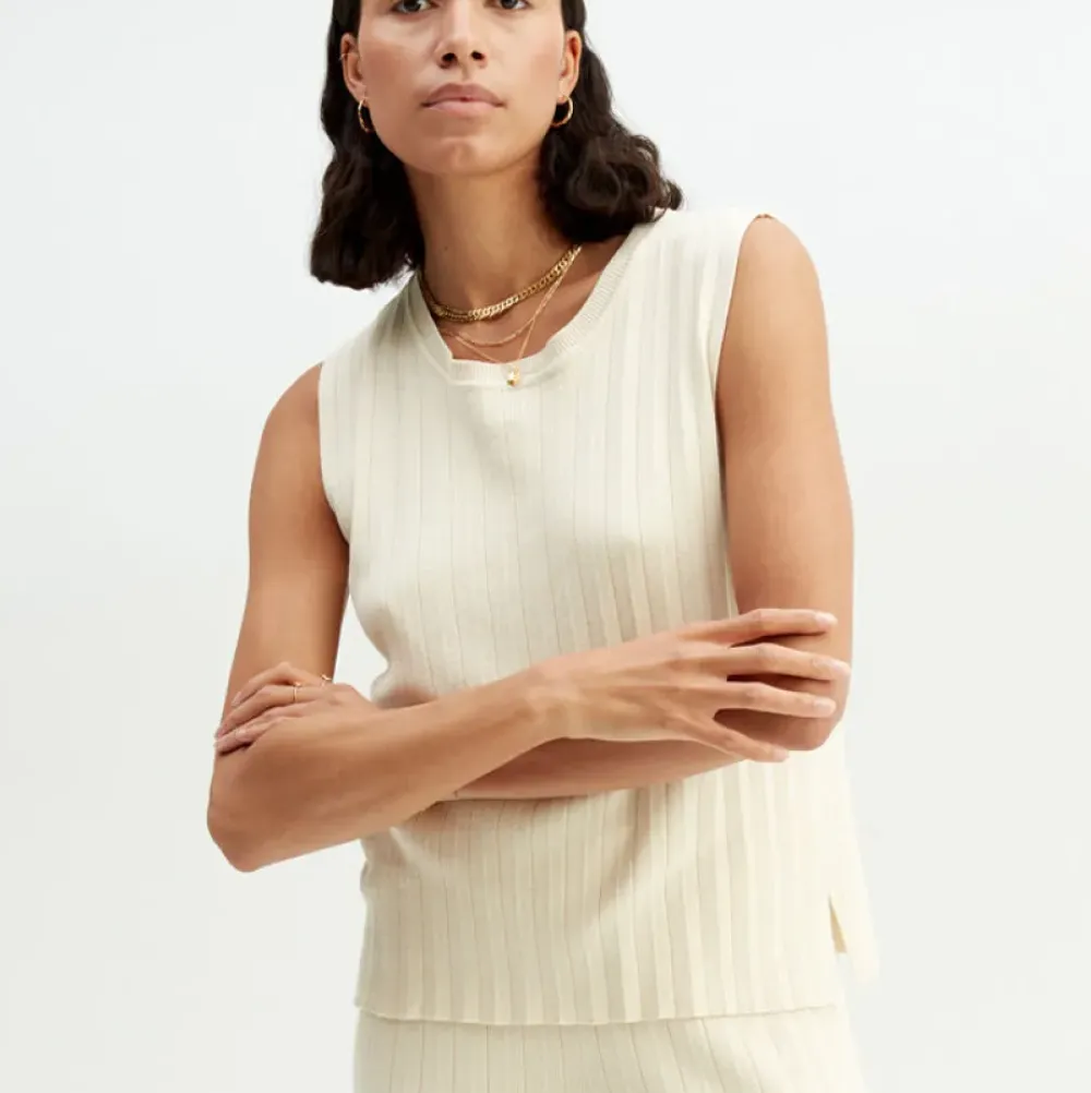 Discount Finstickad Armlos Topp Dam Loungewear