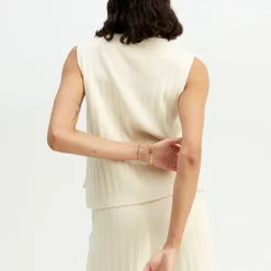 Discount Finstickad Armlos Topp Dam Loungewear