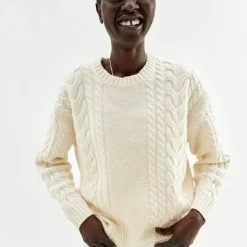 Kabelstickad Troja I Ull Dam Loungewear
